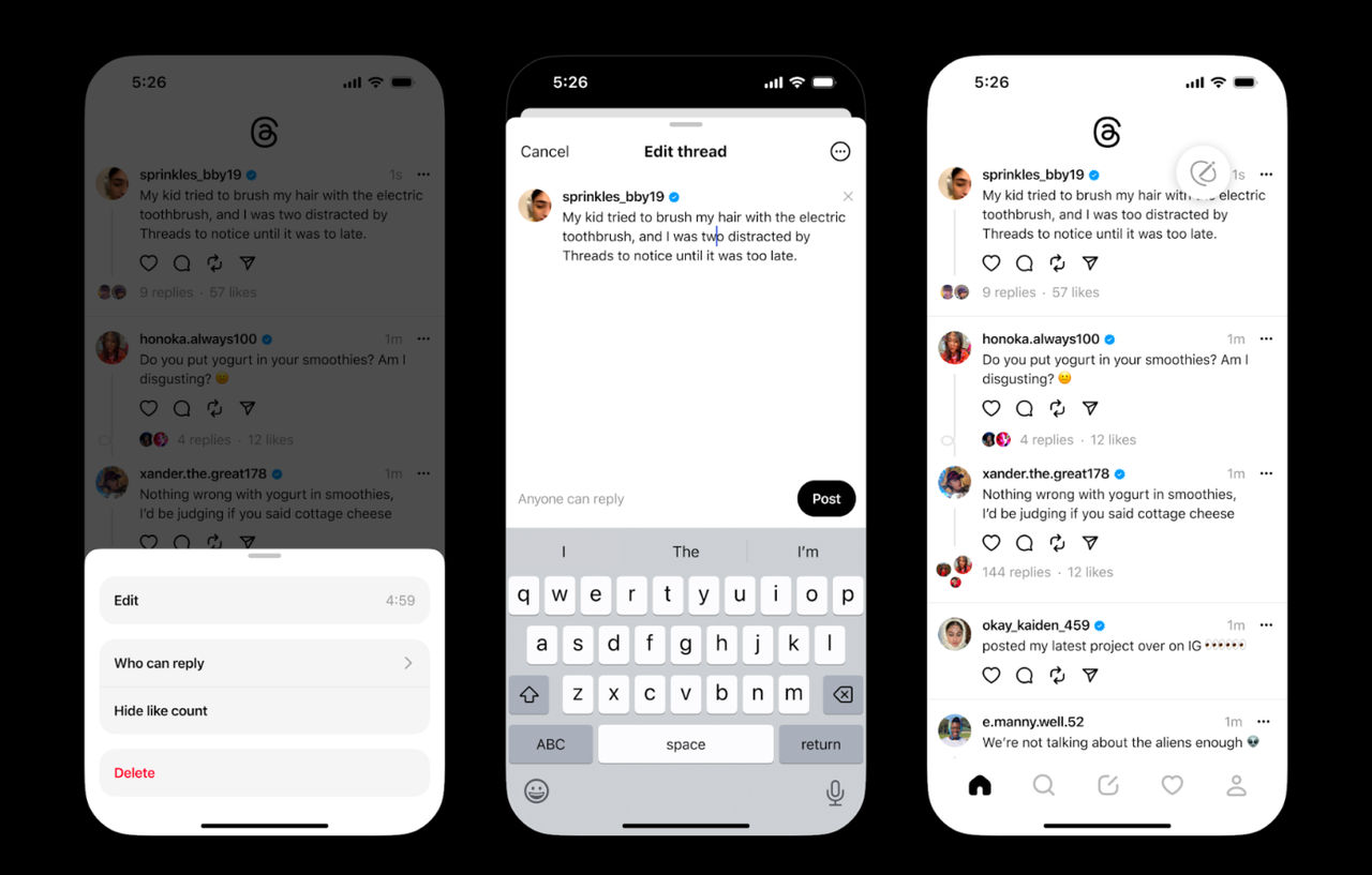 Threads Luncurkan Tombol Edit dan Fitur "Voice Threads" Tanpa Biaya Tambahan 1 Threads 2