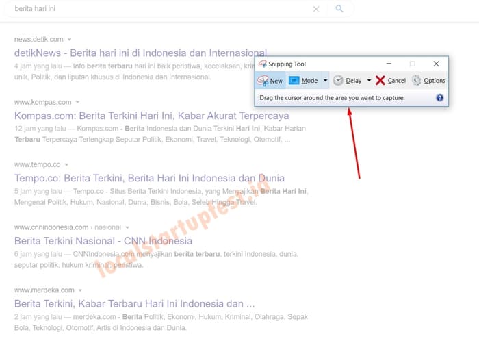 Cara Screenshot di Laptop dan PC dengan snipping tool 6