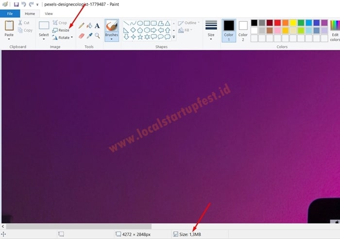 Cara memperkecil ukuran foto dengan paint 5