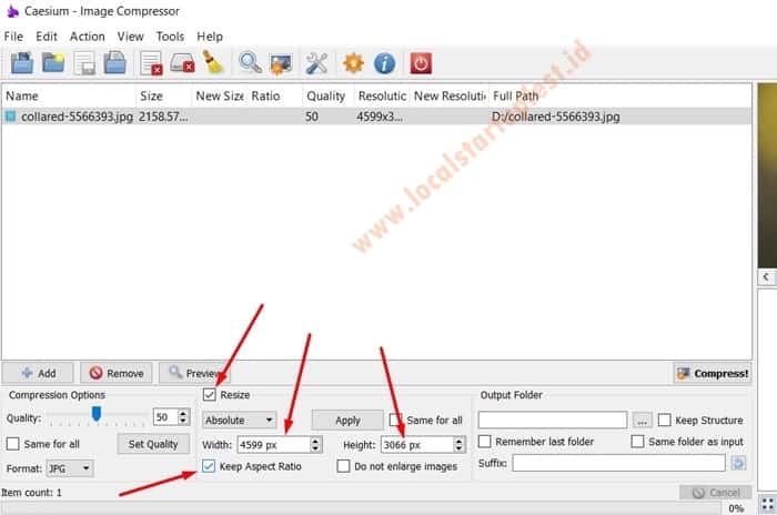 Cara mengubah ukuran foto dengan caesium 11