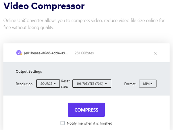 Cara Kompres Video Online Dan Situsnya 1 cara kompres video online di media io uniconverter