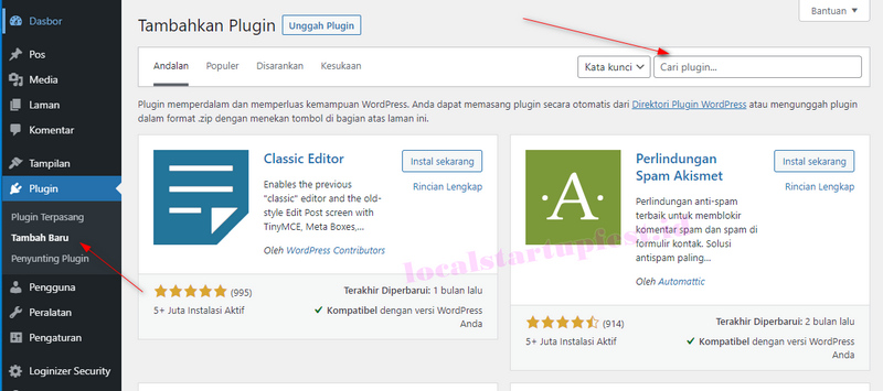 Cara membuat Website sendiri bagi pemula 14 cari plugin starter templates