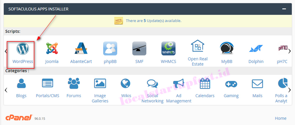 Cara membuat Website sendiri bagi pemula 6 menu instal wordpress di softaculous
