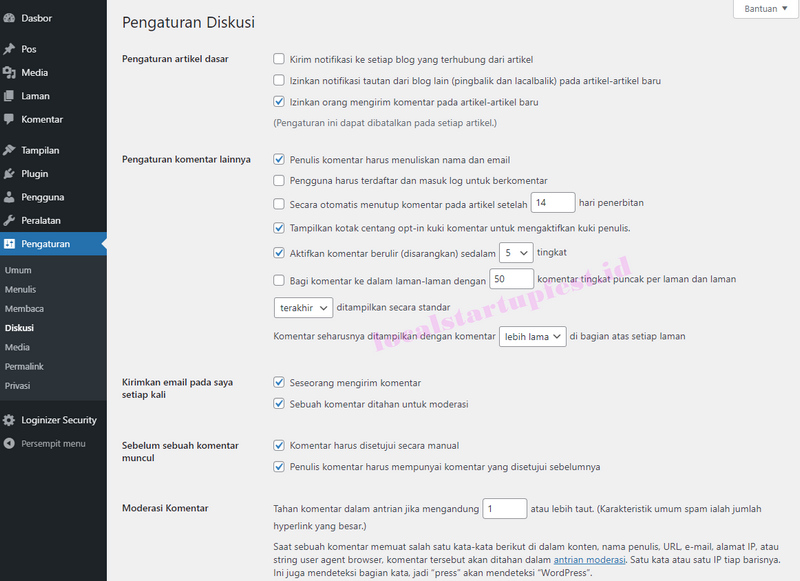 Cara membuat Website sendiri bagi pemula 10 setting diskusi di wordpress