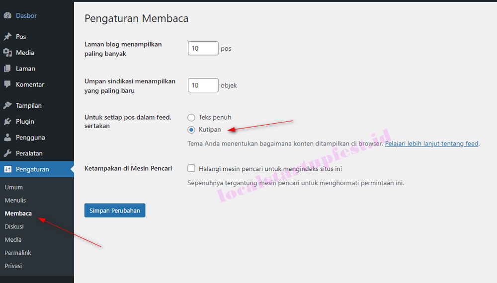 Cara membuat Website sendiri bagi pemula 9 setting membaca di cms wordpress
