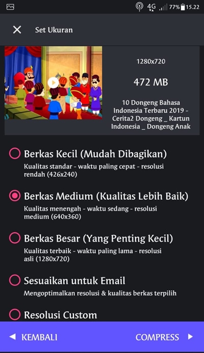 kompres video dengan aplikasi android