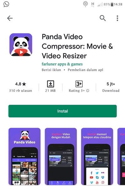 kompres video dengan aplikasi