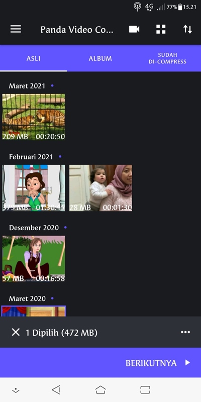 memperkecil video dengan aplikasi panda