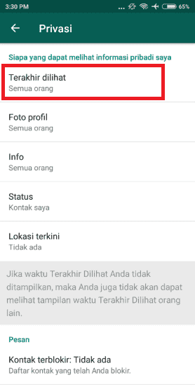 cara menyembunyikan kata online di wa 1