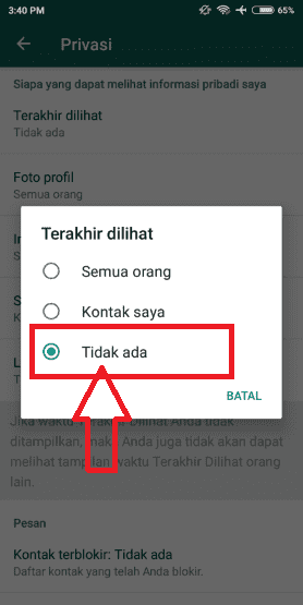 cara whatsapp tidak terlihat online 1