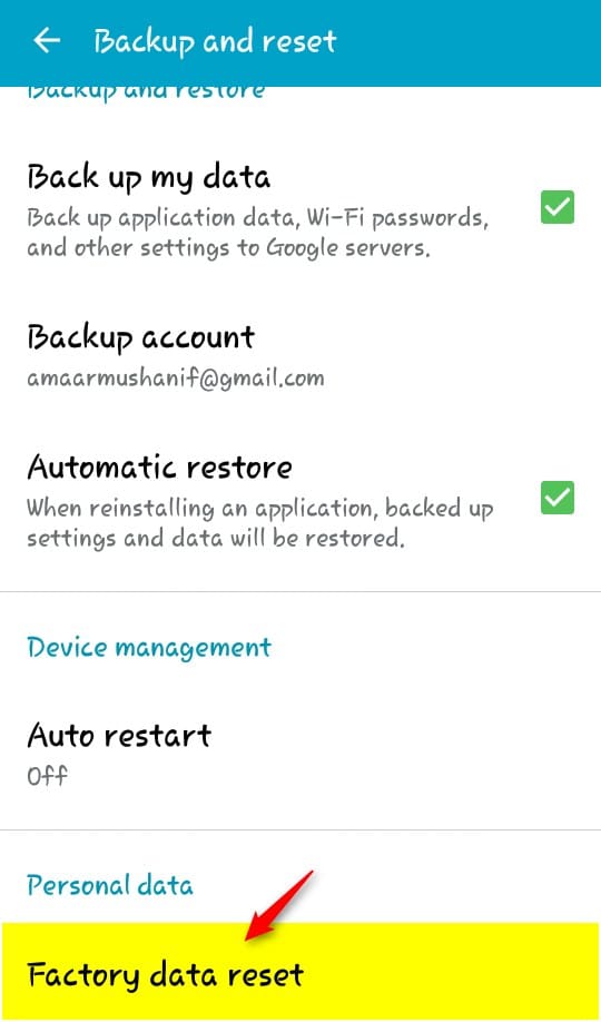 factory data reset