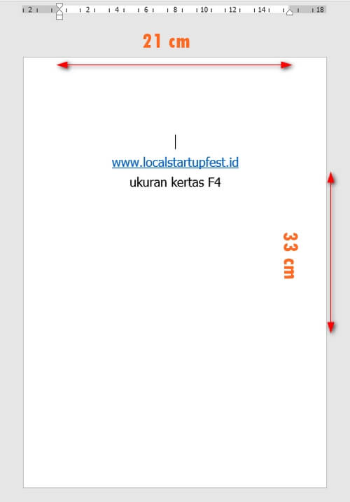 ukuran kertas F4 dalam CM