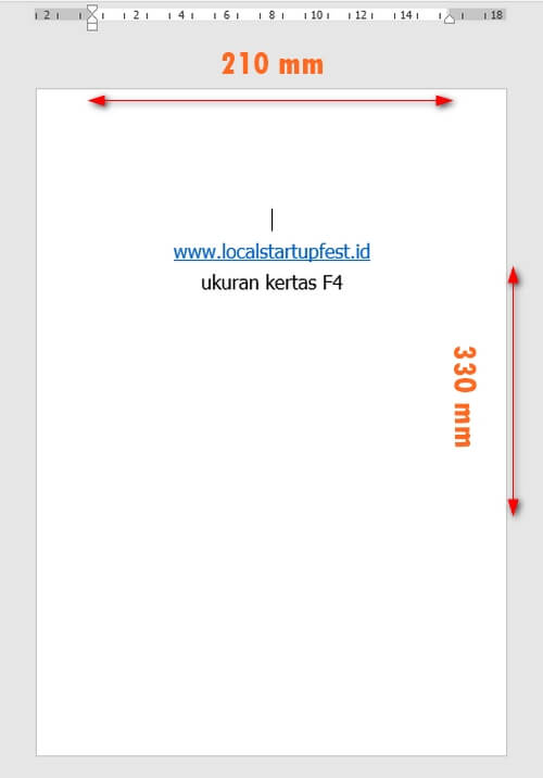 ukuran kertas F4 dalam MM