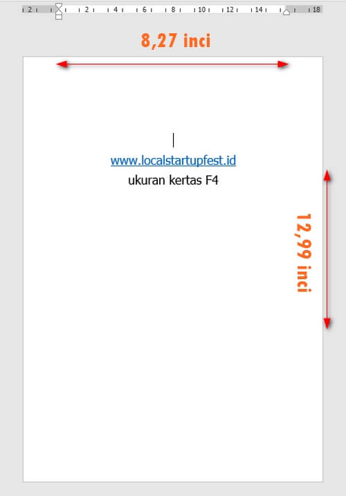 ukuran kertas F4 dalam inci