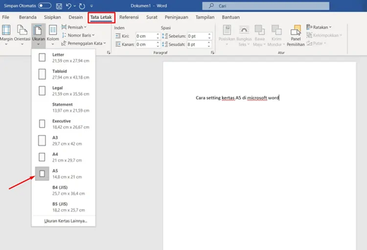 ukuran kertas a5 1